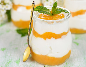 Картинка еда мороженое десерты панна котта десерт ложка мята