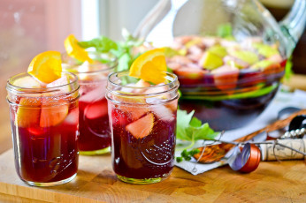 Картинка еда напитки сангрия стаканы фрукты