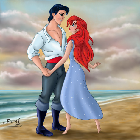 Обои картинки фото мультфильмы, the, little, mermaid, девушка, парень