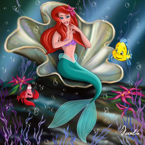 Обои картинки фото мультфильмы, the, little, mermaid, рыбы, русалка