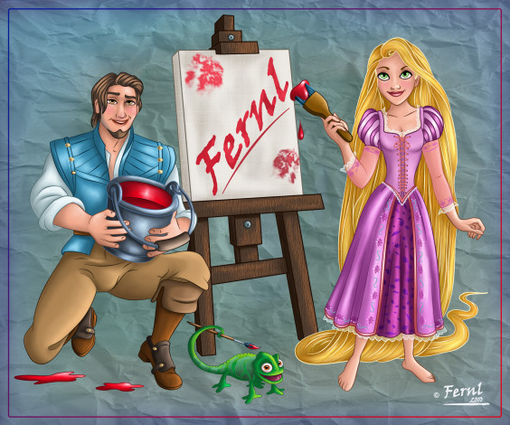 Обои картинки фото мультфильмы, tangled, девушка, парень