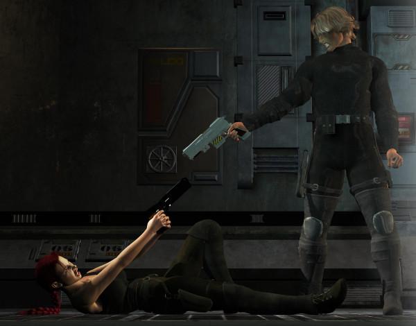 Обои картинки фото 3д, графика, people, люди, девушка, перестрелка