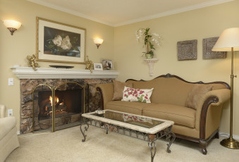 Картинка интерьер гостиная диван камин