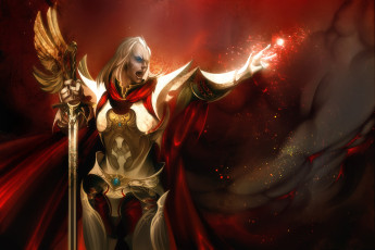 Картинка фэнтези магия воин доспехи меч мужчина