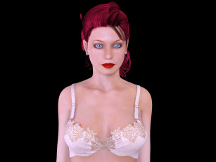 Картинка 3д+графика люди+ people рыжая фон взгляд девушка