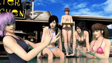 Картинка 3д+графика люди+ people девушки бассейн фон взгляд