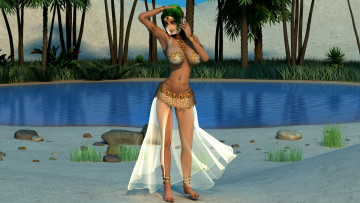 Картинка 3д+графика люди+ people взгляд девушка оазис фон