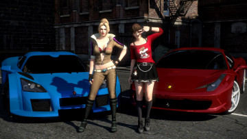 Картинка автомобили 3d+car&girl девушки фон взгляд