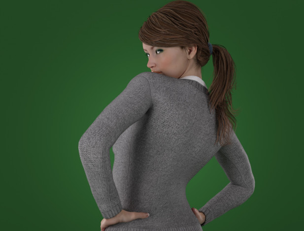 Обои картинки фото 3д графика, люди , people, взгляд, девушка, фон