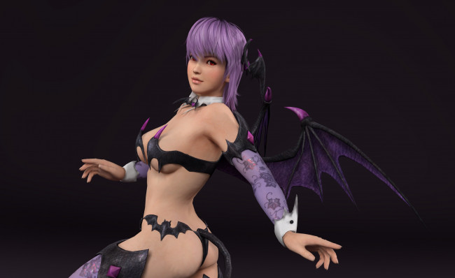 Обои картинки фото 3д графика, аниме , anime, взгляд, фон, демон, девушка