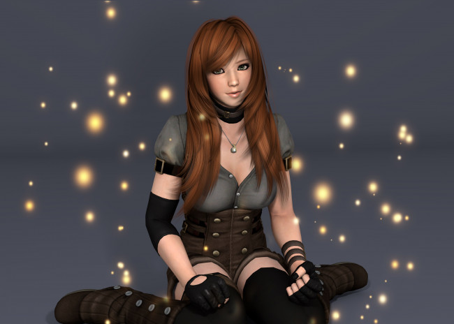 Обои картинки фото 3д графика, аниме , anime, фон, взгляд, девушка