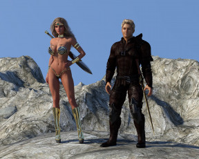 Картинка 3д+графика амазонки+ amazon оружие фон взгляд девушка мужчина