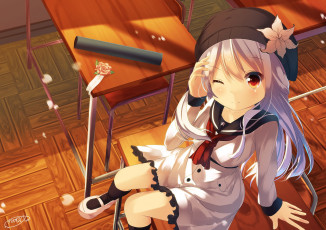 Картинка аниме unknown +другое девушка взгляд фон