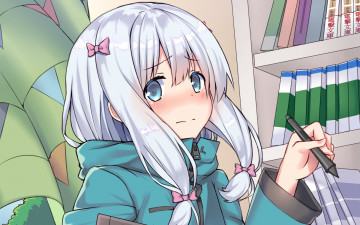 Картинка аниме eromanga-sensei девушка фон взгляд