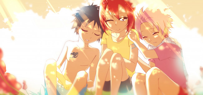 Обои картинки фото аниме, fairy tail, хвост, феи