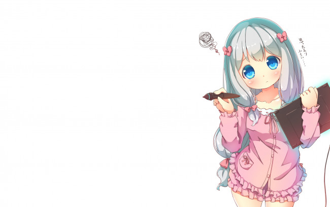 Обои картинки фото аниме, eromanga-sensei, фон, взгляд, девушка