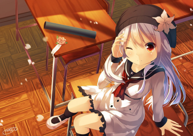 Обои картинки фото аниме, unknown,  другое, девушка, взгляд, фон