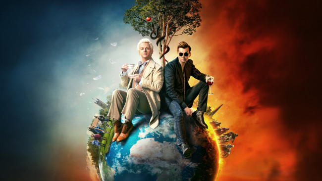 Обои картинки фото good omens , 2019 – , кино фильмы, -unknown , другое, благие, знамения, фэнтези, комедия, майкл, шин, дэвид, теннант, мини, сериал