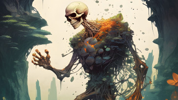 Картинка фэнтези нежить скелетоподобное существо