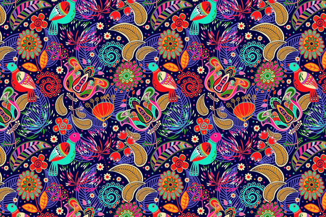 Обои картинки фото векторная графика, цветы , flowers, цветы, птицы, орнамент, узор