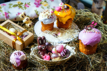 Картинка праздничные пасха куличи писанки