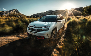 Картинка citroen+c5+aircross автомобили citroen ds белый степь горы кусты лучи солнце