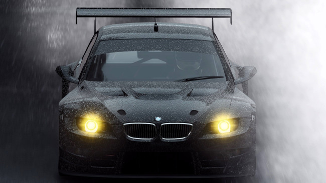 Обои картинки фото автомобили, bmw, черный, капли, дождь