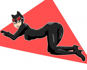 Картинка рисованные люди девушка взгляд кошка