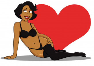 Картинка рисованные люди девушка взгляд сердечко