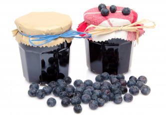 Картинка еда фрукты +ягоды варенье черника банки