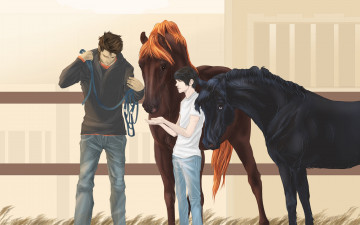 Картинка рисованные животные +лошади лошадь