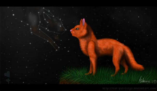 Обои картинки фото рисованные, животные,  коты, кот, ночь, взгляд