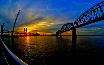 Картинка города -+мосты закат река мост