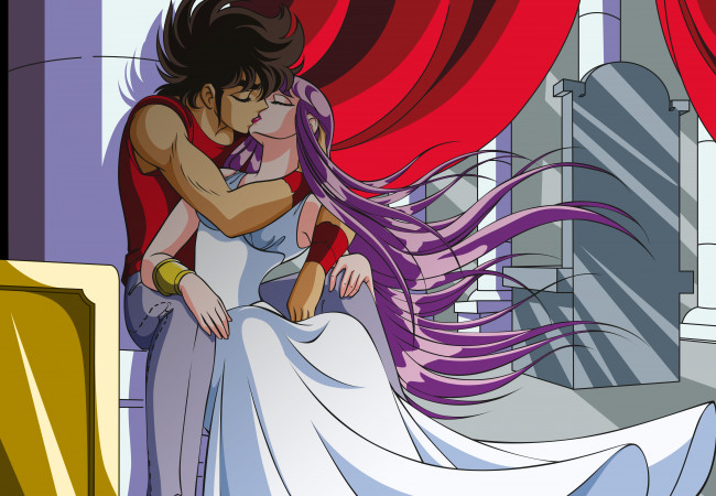 Обои картинки фото разное, арты, поцелуй, волосы, парень, фон, взгляд, девушка