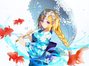 Картинка аниме fate stay+night девушка взгляд фон