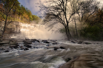 Картинка природа водопады лес река водопад
