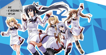 обоя аниме, infinite stratos, взгляд, девушки, фон