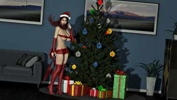 Картинка 3д+графика праздники+ holidays взгляд фон девушка