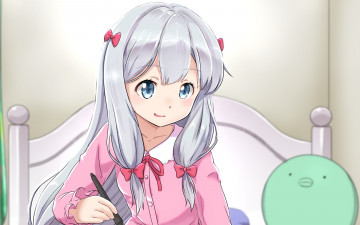 Картинка аниме eromanga-sensei фон взгляд девушка