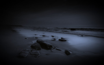 Картинка природа побережье камни море ночь