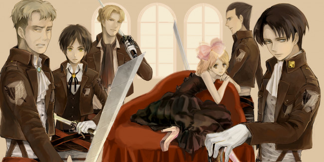 Обои картинки фото аниме, shingeki no kyojin, атака, титанов