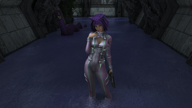 Обои картинки фото 3д графика, существа , creatures, взгляд, девушка, фон