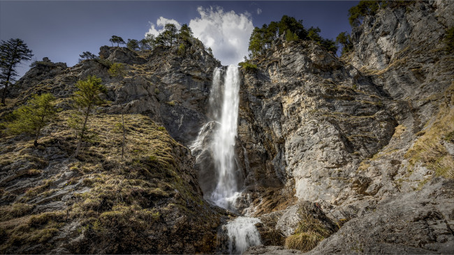 Обои картинки фото природа, водопады, лес, река, водопад