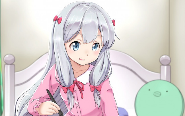Обои картинки фото аниме, eromanga-sensei, фон, взгляд, девушка