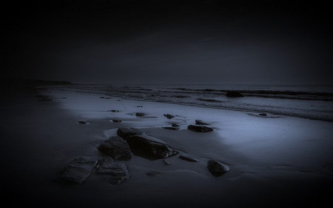 Обои картинки фото природа, побережье, камни, море, ночь