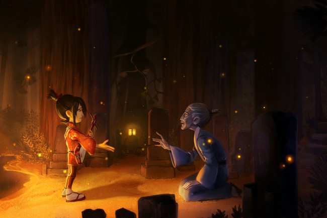 Обои картинки фото аниме, unknown,  другое, дедушка, кимоно, гитара, мальчик