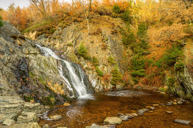 Обои картинки фото природа, водопады, лес, река, водопад
