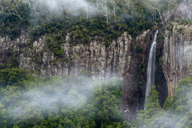 Обои картинки фото природа, водопады, лес, река, водопад