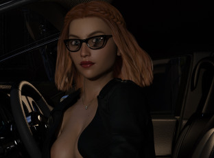 Картинка 3д+графика люди-авто мото+ people-+car+ +moto фон взгляд девушка