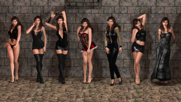 Картинка 3д+графика люди+ people девушки взгляд фон